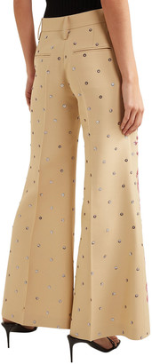 Valentino Sequin-embellished Wool And Silk-blend Flared Pants