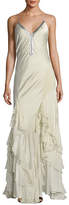 Thumbnail for your product : Haute Hippie Melchizedek Long Wrapped Ruffle Evening Gown