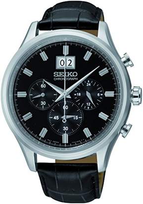 Seiko Men's Chronograph Quartz Watch with Leather Strap – SPC083P2
