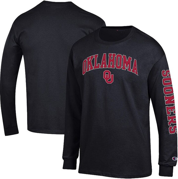 Men's Champion Black Oklahoma Sooners Arch Over Logo 2-Hit Long Sleeve T-Shirt