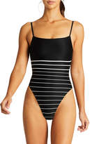 Thumbnail for your product : Vitamin A Jenna Striped High-Leg One-Piece Swimsuit