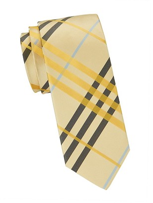 Saks Fifth Avenue Made In Italy Plaid Silk Slim Tie