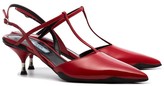 Thumbnail for your product : Prada pillarbox red 55 T-bar leather slingback pumps