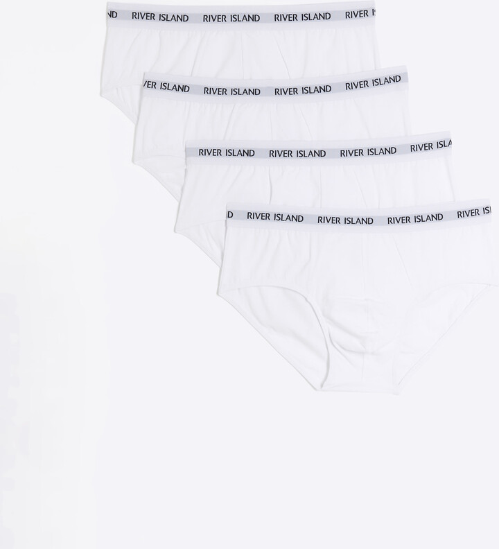 Kind Society Mens River Island 4Pk White Cotton Stretch Brief - ShopStyle