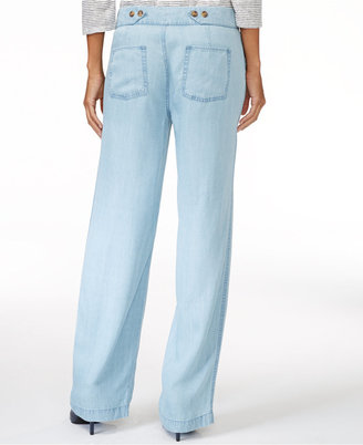 Maison Jules Chambray Wide-Leg Pants, Only at Macy's