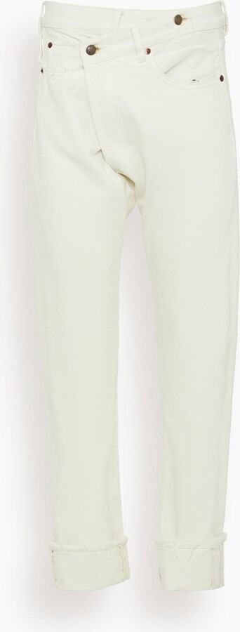 R 13 Cuffed Crossover Jeans in Bennett White Selvedge