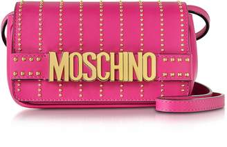 Moschino Fuchsia Leather Crossbody Bag w/Studs