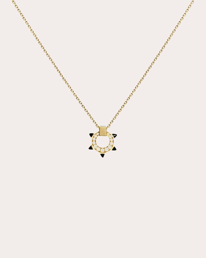 STATEMENT Paris Mini Spike 18K Gold Agate and Diamond Pendant Necklace