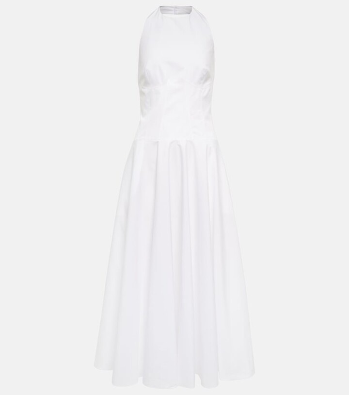 Alaia Halterneck cotton poplin maxi dress
