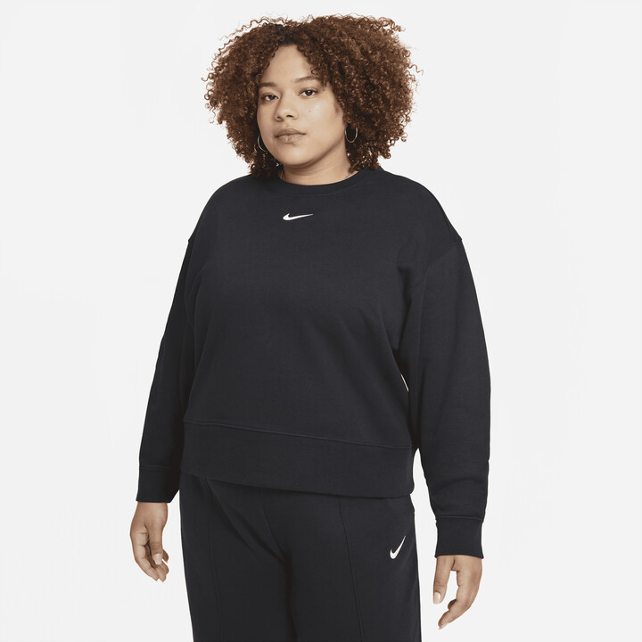 Nike Women's Sportswear Collection Essentials Oversized Fleece Crew (Plus Size) in Black | DJ7667-010