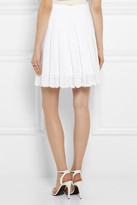 Thumbnail for your product : Alexander McQueen Embroidered pleated stretch-cotton piqué skirt