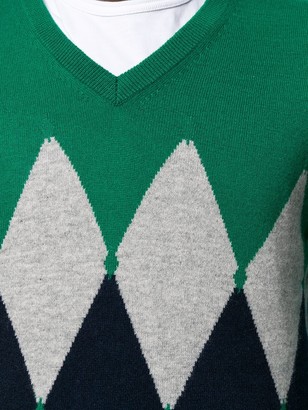 Ballantyne argyle knit V-neck sweater