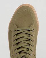 Thumbnail for your product : ASOS Lace Up Sneakers In Khaki Canvas With Gum Sole