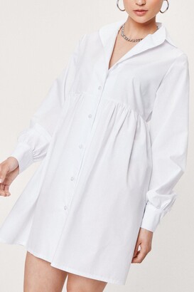 Nasty Gal Womens Petite Long Sleeve Mini Shirt Dress - White - 8