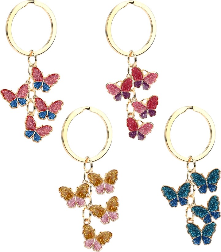 Hileyu Pieces Butterfly Keyring Colorful Chain Bag Charms