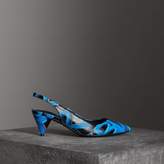 Thumbnail for your product : Burberry Graffiti Print Leather Slingback Pumps