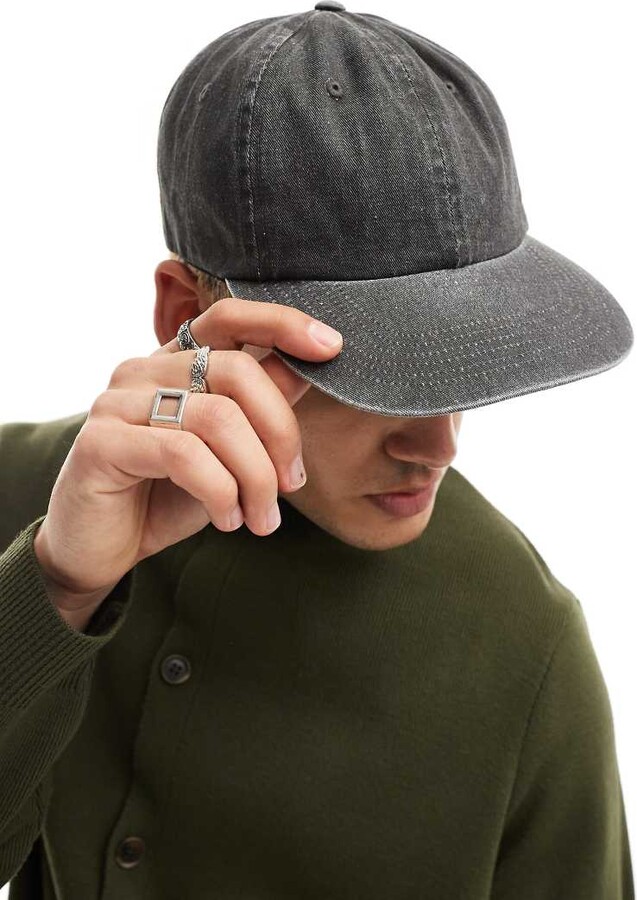 ASOS DESIGN fitted cap with in washed black ShopStyle Hats