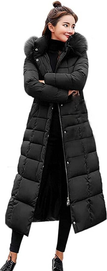 ladies black padded coat with hood