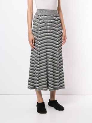 Proenza Schouler White Label Striped Ribbed Knit Skirt