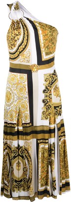 Versace Baroque-Print One-Shoulder Dress