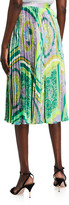 Thumbnail for your product : Versace Barocco Mosaic-Print Pleated Midi Skirt