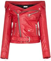 Thumbnail for your product : Faith Connexion off-shoulder zipped leather jacket