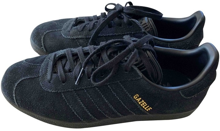 adidas gazelle black leather trainers