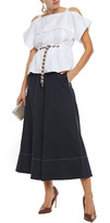 Thumbnail for your product : Peter Pilotto Cold-shoulder Pleated Cotton-poplin Blouse