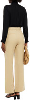Thumbnail for your product : Nili Lotan Dayton pleated slub linen and silk-blend wide-leg pants