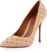 Thumbnail for your product : Schutz Studded Cannage Pointy Pump, Nude