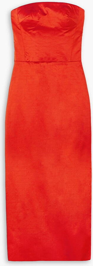 Rasario Lady strapless silk-dupioni midi dress