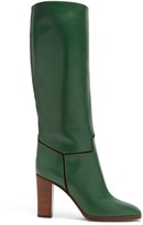 Thumbnail for your product : Victoria Beckham Piped Knee-high Leather Boots - Green