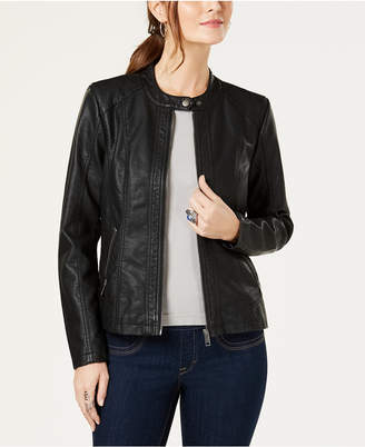 Style&Co. Style & Co Perforated Panel Faux Leather Jacket