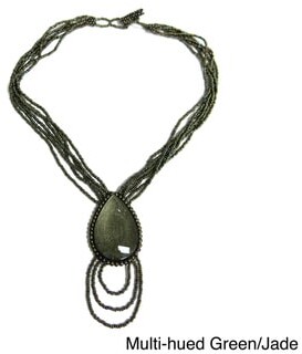 Sterling Arts Handmade Teardrop Semi-precious Stone Necklace