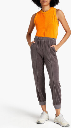 Stateside Cropped cotton-blend velour track pants