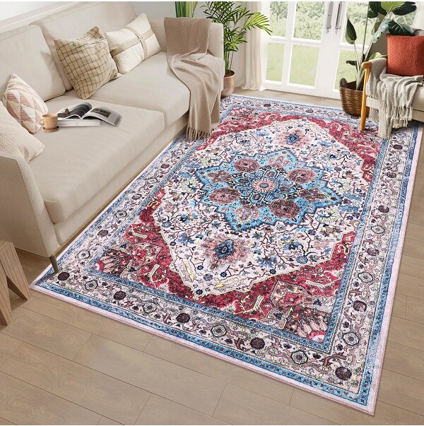 Garvee AreaRug9x12RugsforLivingRoomVintageRugforBedroomDinningRoomLowPileNon-SlipWashableIndoorDoorMatforKitchenEntrywayBathroomRe