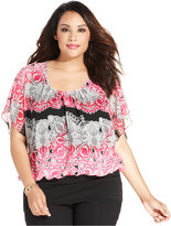 Thumbnail for your product : Style&Co. Plus Size Flutter-Sleeve Lace-Print Top