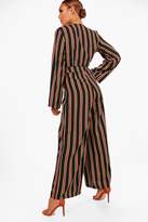 Thumbnail for your product : boohoo Stripe Wrap Front Wide Leg Jumpsuit