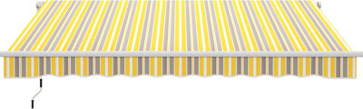 Arlmont & Co. 12' X 10' Retractable Patio Awning. Manual Crank. & Water- 280G/M Fabric. Aluminum Frame. Deck Balcony Yard. Yellow Gray Shade Deck Sun With Fabric