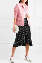Thumbnail for your product : Ganni Dufort Ruffled Polka-dot Silk-blend Satin Skirt
