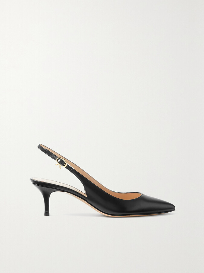 Gianvito Rossi Ribbon 55 Leather Slingback Pumps - Black