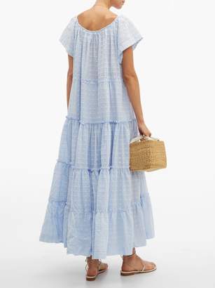 Innika Choo Alotta Gud Tiered Cotton Maxi Dress - Womens - Blue