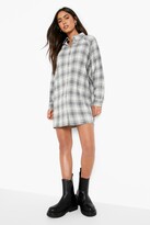 Thumbnail for your product : boohoo Raglan Sleeve Oversized Flannel Shirt Dress