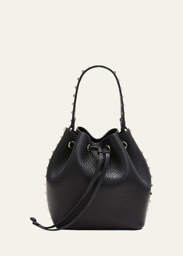 Valentino Garavani Rockstud Drawstring Leather Bucket Bag - ShopStyle