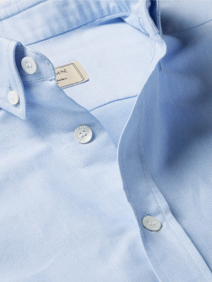 MAISON KITSUNÉ Slim-Fit Button-Down Collar Logo-Appliqued Cotton Oxford Shirt - Men - Blue - 40
