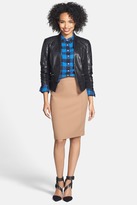 Thumbnail for your product : Halogen Tiered Hem Leather Moto Jacket