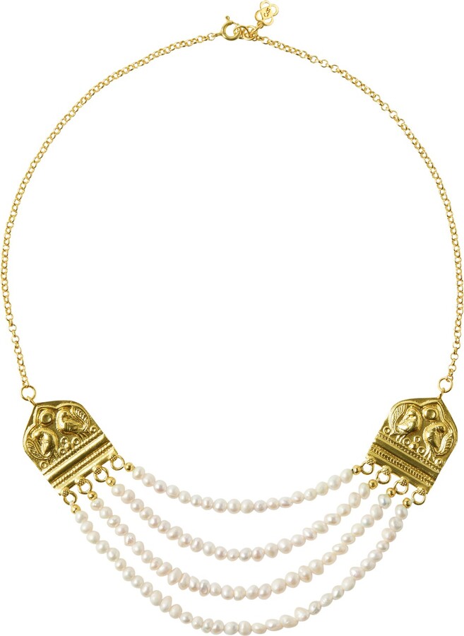 Ottoman Hands Elena Pearl Statement Antique Necklace ShopStyle