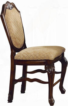 Canora Grey Fabric & Espresso Finish Counter Height Chair (Set of 2)