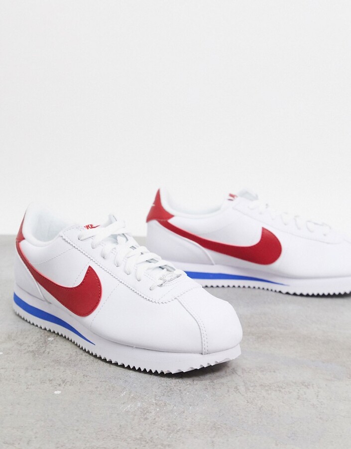 Nike Cortez leather sneakers in white/varsity red - ShopStyle