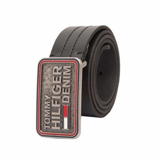 Tommy Hilfiger Men's Denim-Plaque Buckle Belt - ShopStyle